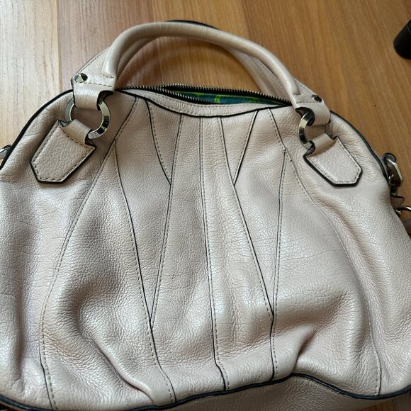 orYANY Trina Misty Rose Pebbled Italian Leather Satchel Handbag - Picture 10 of 13